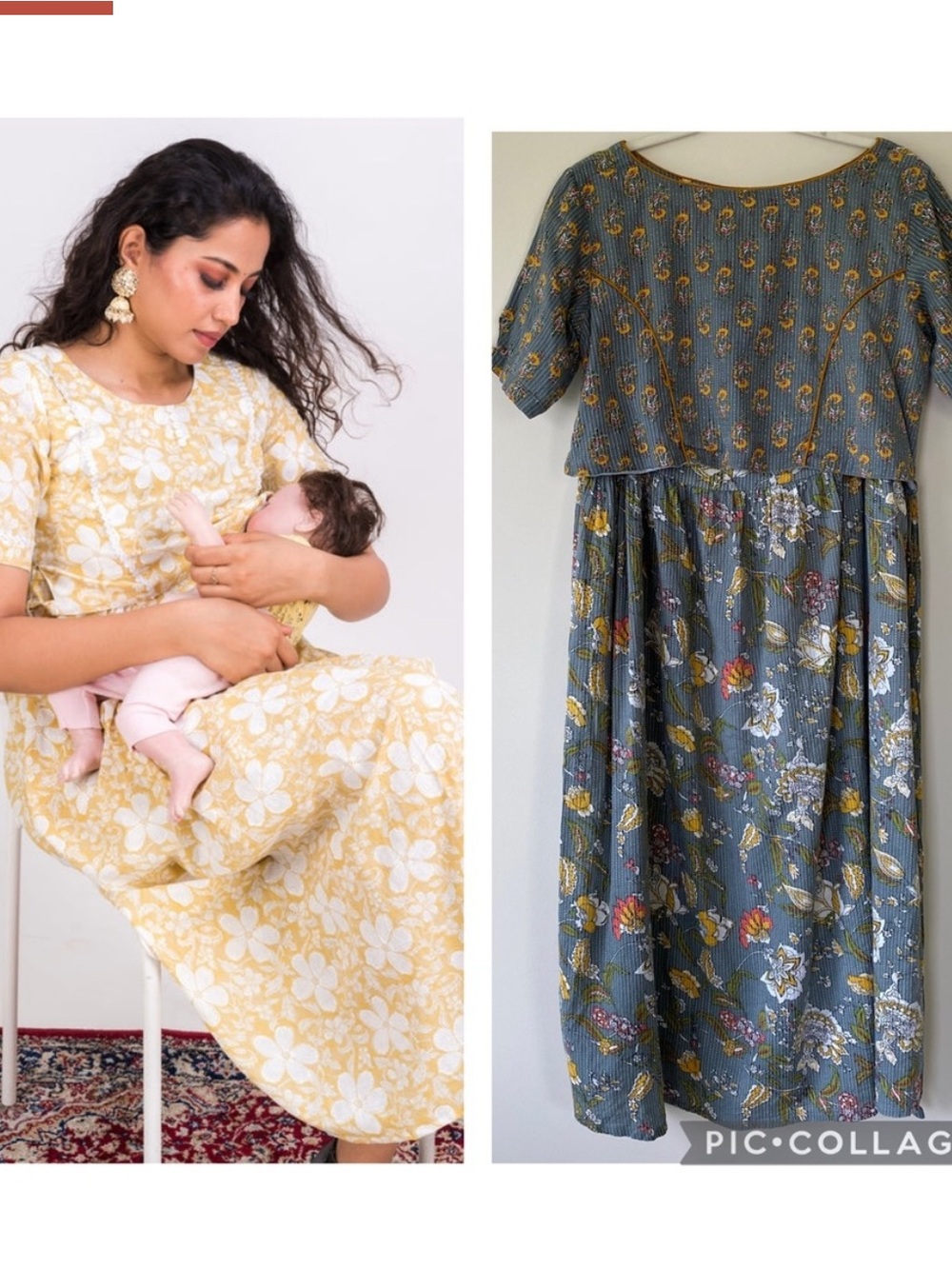 Meera Bharadwaj Floral Cotton Nursing Maternity Midi Dress Size XXL